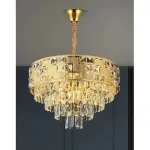 Candelabru din cristal Neuschwanstein Nobile, auriu lucios, 4xE14, Ø40 cm, reglabil