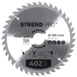Disc fierăstrău circular Strend Pro TCT 190 mm, 40T, pentru lemn (gaură 30/20)