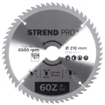 Disc circular Strend Pro TCT 210 mm, 60 dinți, pentru lemn, 30/20 mm