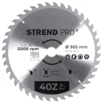 Disc circular Strend Pro TCT 305 mm, 40 dinți, pentru lemn (30/20 mm)