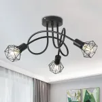 Lustră Shion industrială 3xE27 din metal negru mat, diametru 50 cm