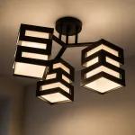 Lustră VANJA cu abajur pătrat, 3x E27, alb-negru, pentru interior