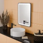 Oglindă LED pentru baie 45x60 cm cu touch, dezaburire și ramă neagră