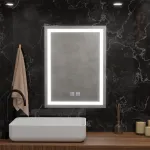 Oglindă LED dreptunghiulară 60x80 cm RADIANTE, touch dimabilă, cu dezaburire