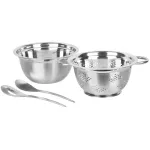 Set salată din inox MagicHome 24 cm, 4 piese (bol, sită, 2 linguri)