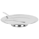 Platou pentru tort din inox MagicHome 32 cm cu paletă de servire 26,5 cm
