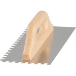 Gletieră zimțată Strend Pro Premium din inox, 270x130 mm, mâner din lemn