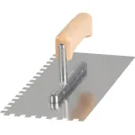 Gletieră zimțată Strend Pro Premium din inox, mâner lemn, 270x130 mm