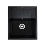 Chiuvetă bucătărie din granit Elefant Premium Aria 5851, negru metalic, 577x495 mm