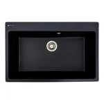 Chiuvetă de bucătărie din granit Elefant Premium Bogema, negru metalic 780x500