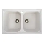 Chiuvetă de bucătărie din granit Elefant Premium Equatoria, alb, 2 cuve 785x490 mm
