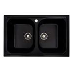 Chiuvetă bucătărie din granit Elefant Premium Equatoria, 2 cuve, negru metalic 785x490 mm