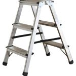 Scară din aluminiu cu trepte duble 3+3, 150 kg, Rotor KMH1203