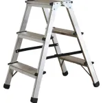 Scară din aluminiu cu trepte duble 3+3, 150 kg, Rotor KMH1203