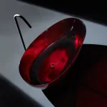 Cadă freestanding ovală Burgundy Red din rășină, 170x78x67 cm