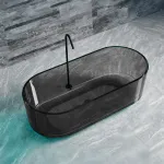 Cadă freestanding ovală Smoke Grey din rășină, 170x78x56 cm