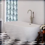 Cadă freestanding semi-ovală din acril alb, 150x60 cm, Marcello Funghi