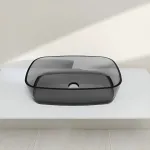 Chiuvetă de baie din rășină 60x40 cm, gri închis Smoke Grey, dreptunghiulară