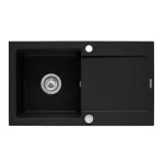 Chiuvetă de bucătărie din inox 75x45 cm, negru grafit, cu picurător