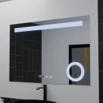 Oglindă LED baie 100x75 cm Absolu MotionGlow Marcello, cu dezaburire și lupă