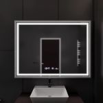 Oglindă LED baie 120x80 cm Verite Imperial Silver, cu dezaburire, ceas și dimare