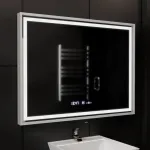 Oglindă LED baie 80x60 cm Marcello, dezaburire, ceas, termometru, dimabilă