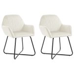 Scaune de bucătărie, 2 buc., crem, catifea GartenMobel Dekor