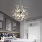 Candelabru din cristal Schonbrunn, 9x G9, Ø49 cm, argintiu lucios, inaltime reglabila