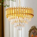 Candelabru Cristal VERSAILLES Eleganza 8x E14, Diametru 50cm, Auriu, Inaltime Reglabila
