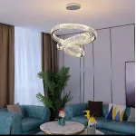 Lustră LED cu telecomandă LLC130/3CH, 3 cercuri, cristal, 119W, dimabilă, crom