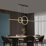 Lustră LED suspendată Cassandra 40W, liniară, dimabilă, cu telecomandă, auriu