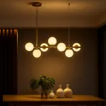 Lustră modernă LOFT Pavilion cu 7 globuri, finisaj auriu, înălțime reglabilă