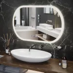 Oglindă LED ovală 80x50 cm Altera MotionGlow Marcello, dimabilă, dezaburire, ceas