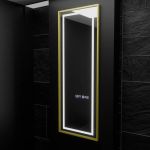 Oglindă LED dreptunghiulară 45x140 cm Marcello, cu senzor, dezaburire, ceas