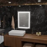 Oglindă LED pentru baie 45x60 cm, touch, dimabilă, cu dezaburire