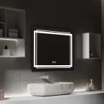 Oglindă LED dreptunghiulară pentru baie 80x60 cm, touch, dimabilă, cu dezaburire