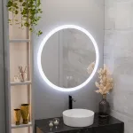 Oglindă LED rotundă 70 cm Noxia, touch, dimabilă, cu dezaburire pentru baie