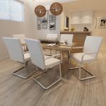 Scaune de bucătărie consolă, 6 buc., alb, piele ecologică GartenMobel Dekor