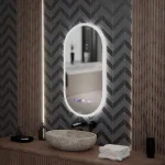 Oglindă LED ovală 50x100 cm Lucia Marcello, senzor, dezaburire, ceas, dimabilă