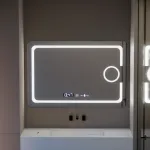 Oglindă LED rectangulară 110x75 cm Marcello, dezaburire, ceas, lupă