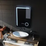 Oglindă de baie LED cu touch și dezaburire, 50x70 cm, cu lupă cosmetică