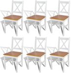 Scaune de bucătărie, 6 buc., alb, lemn de pin GartenMobel Dekor