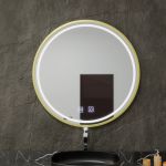 Oglindă LED rotundă 80 cm Glanz cu touch, dimabilă și sistem dezaburire