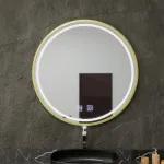 Oglindă LED rotundă 80 cm Glanz cu touch, dimabilă și sistem dezaburire