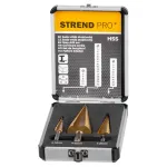 Set burghie treptate HSS cu titan Strend Pro, 3 piese, 4–32 mm