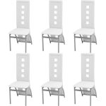 Scaune de bucătărie, 6 buc., alb, piele ecologică GartenMobel Dekor