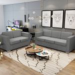 Set canapele, 2 piese, gri deschis, material textil  GartenMobel Dekor