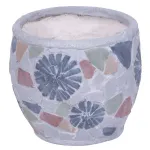 Ghiveci ceramic MagicHome cu mozaic, gri deschis, 22x22x19 cm