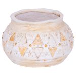 Dekorácia MagicHome, Kvetináč s mozaikou, svetlý hnedý, keramika, 36x36x23 cm