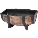 Ghiveci Strend Pro Woodeff tip butoi, efect lemn, auriu, 29x41x19 cm